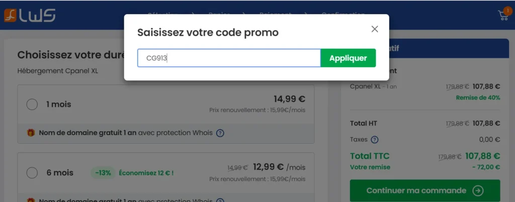 Entrez le Code Promo LWS